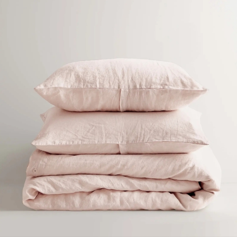 Quince Pink Linen Duvet Cover Set